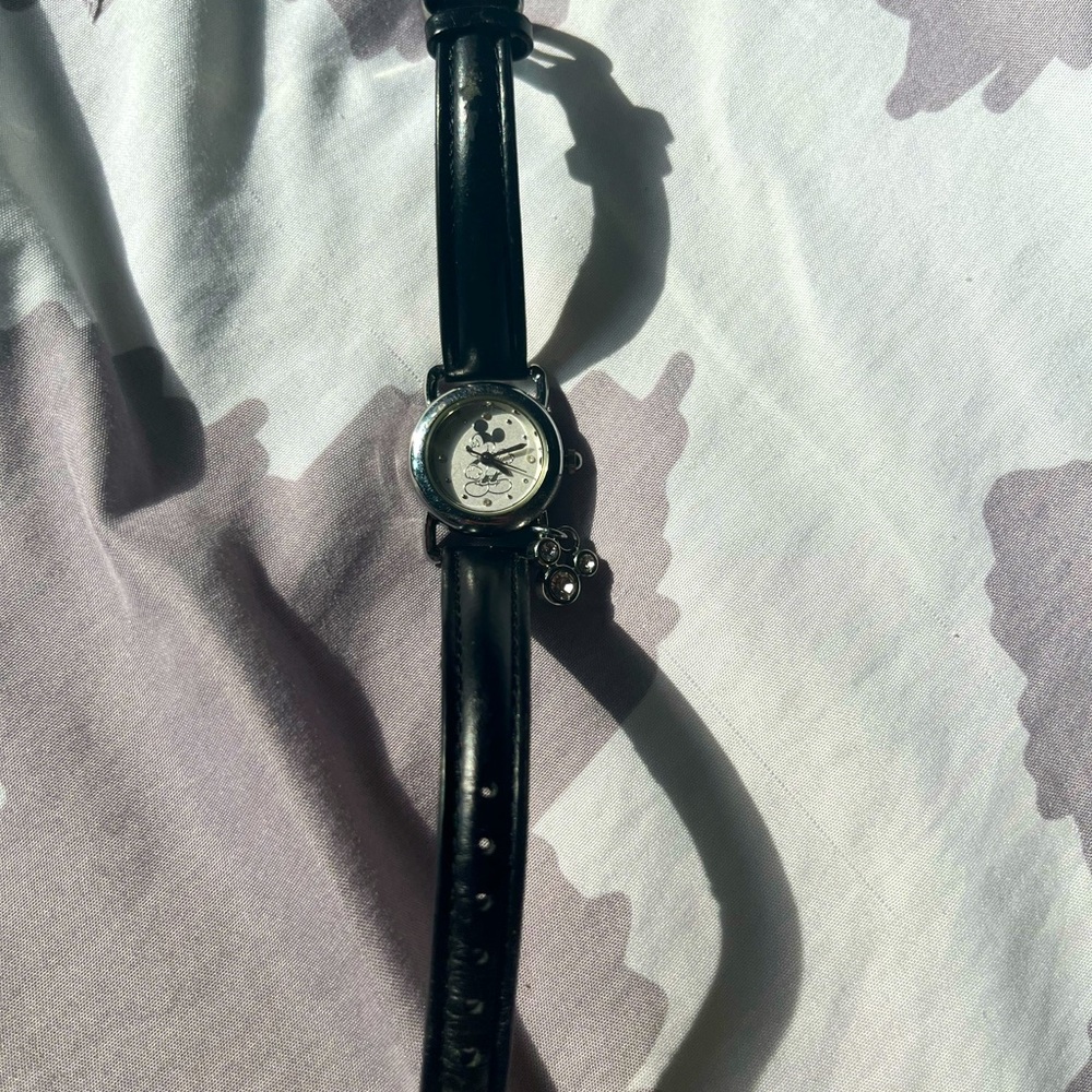 Black silver Mickey mouse watch